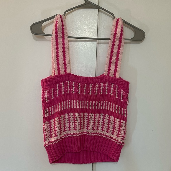 NWT Lush Crochet Striped Top Fuchsia Blush Women’s Size M - Picture 7 of 7